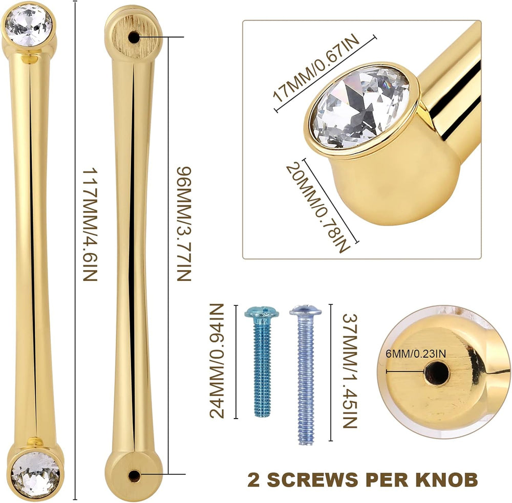 6 Pack Hole Center 3-3/4 Inch Kitchen Cupboard Handles Cabinet Pulls Brushed Brass Zinc Alloy Bar Cabinet Door Dresser Drawer Door Pulls