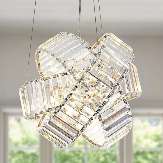 Crystal Chandelier Lights, Chrome Ceiling Lights, Pendant Light, Hanging Light Fixtures, Ceiling Light Fixtures for Dining Room Living Room Bedroom Variable Light