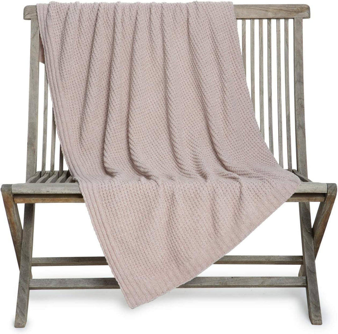 Waffle Throw Blanket Heathered, Home Accessories, Hand Knit Look, Faded Rose