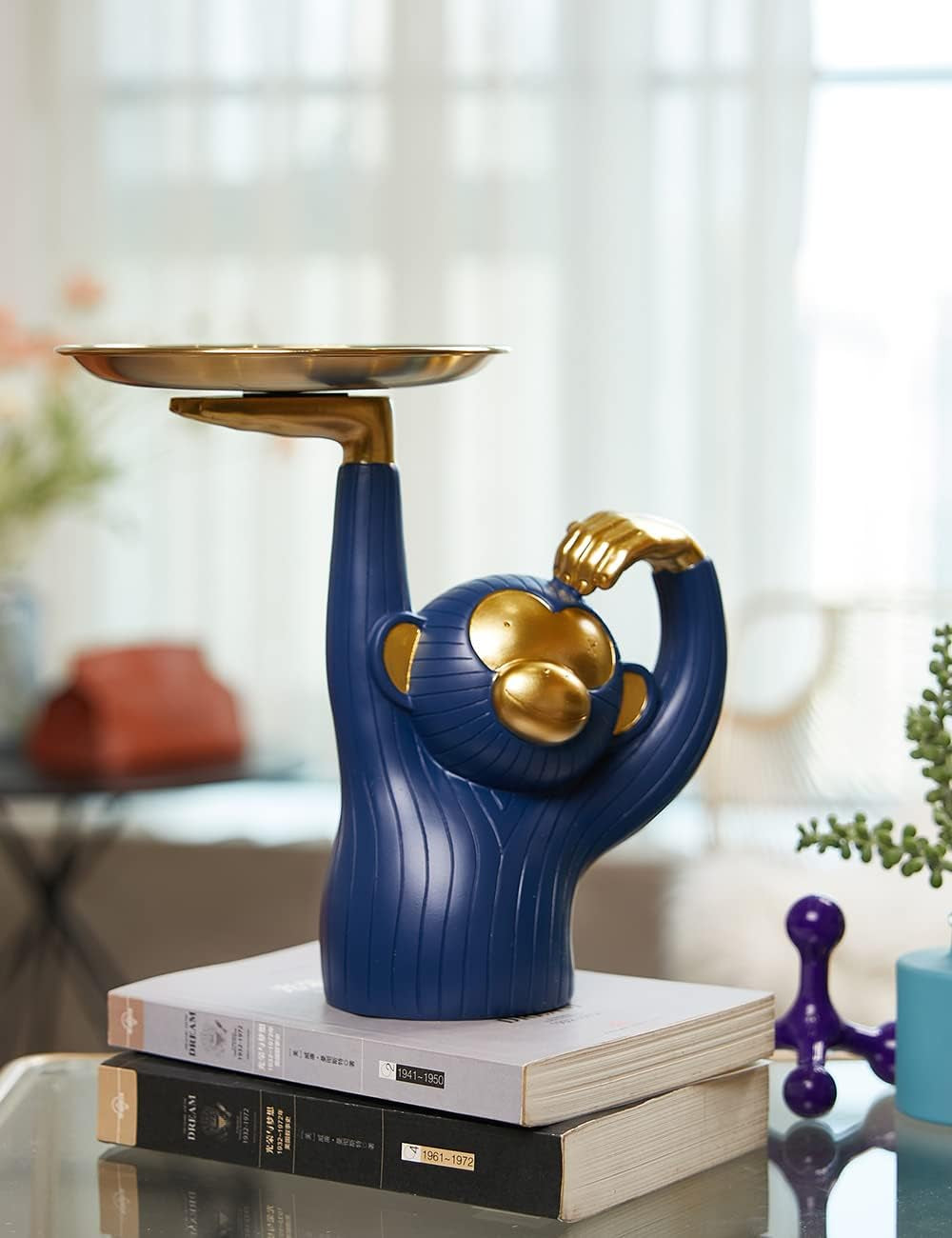 Candy Dish Cookie Jar Monkey Gifts Sculpture Modern Decor Statue Polyresin Figurine 9.8Inch