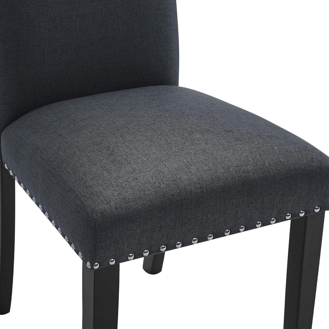 Fabric Dining Chairs Set of 2, Upholstered Dining Chairs with Nailhead Trim, Parsons Dining Chairs Kitchen Chairs High Back Dining Room Chairs Side Chairs for Kitchen Dining Room (2, Dark Grey)