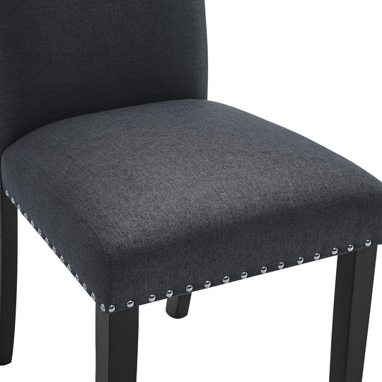 Fabric Dining Chairs Set of 2, Upholstered Dining Chairs with Nailhead Trim, Parsons Dining Chairs Kitchen Chairs High Back Dining Room Chairs Side Chairs for Kitchen Dining Room (2, Dark Grey)