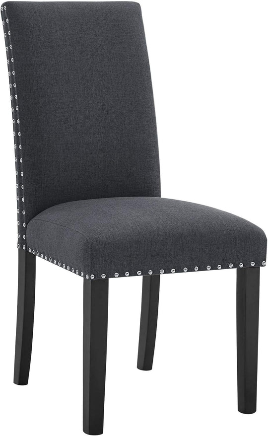 Fabric Dining Chairs Set of 2, Upholstered Dining Chairs with Nailhead Trim, Parsons Dining Chairs Kitchen Chairs High Back Dining Room Chairs Side Chairs for Kitchen Dining Room (2, Dark Grey)