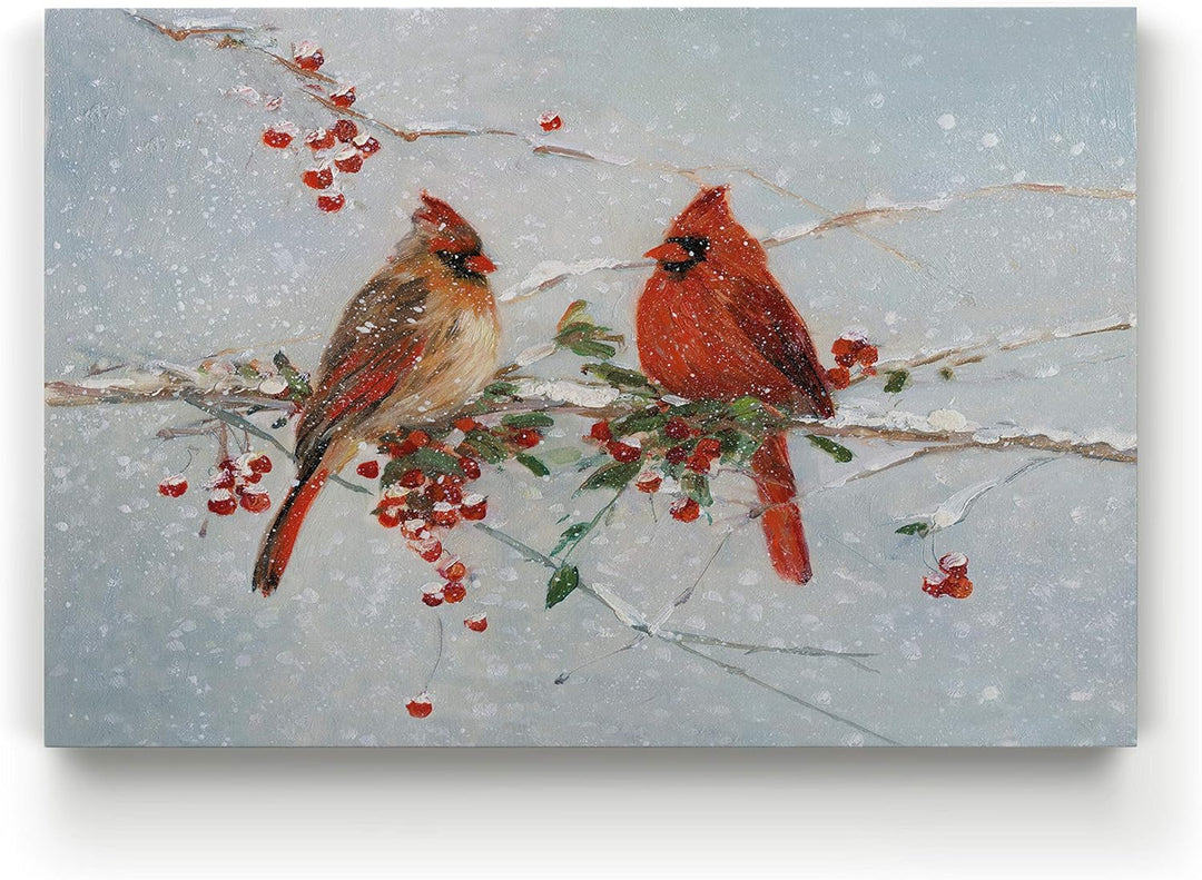 Wall Art Pictures & Prints Red Cardinals in Winter Birds Abstract Art Wall Hanging Canvas Prints for Bedroom Dining Living Room Office Home Kitchen Wall Decor - 18"X27" LT18