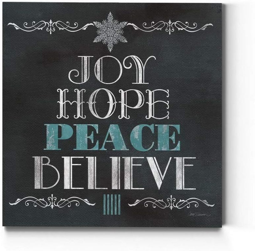 Canvas Art Prints for Home Decor Joy Hope Peace Believe Christmas Inspirational Tree Wall Hanging Artowrk for Living Room Home Kitchen Wall Decorations - 24"X24" LT05