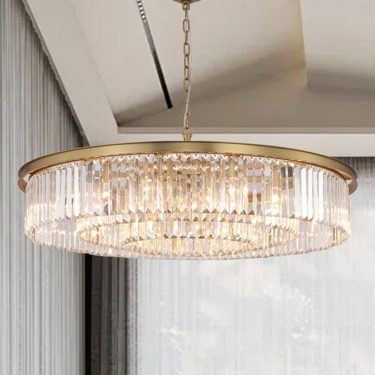 Large Crystal Chandelier Modern Luxury Pendant Ceiling Lights Fixture for Dining Living Room 18-Lights 3-Tier Raindrop Chandeliers Lighting (Copper, Dia 39 Inch)