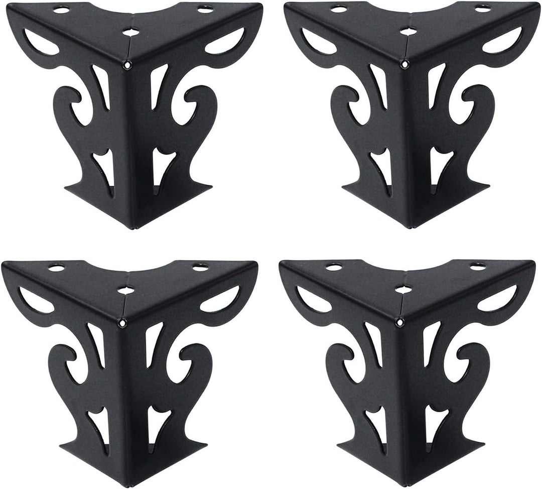 Furniture Feet Hollow Out Modern Cabinet Legs Sofa Feet Table Legs Iron Couch Feet Black Cupboard Feet Dresser Legs 3" Height Wardrobe Feet Pack of 4 with Mounting Screws