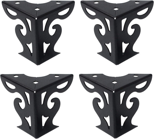 Furniture Feet Hollow Out Modern Cabinet Legs Sofa Feet Table Legs Iron Couch Feet Black Cupboard Feet Dresser Legs 3" Height Wardrobe Feet Pack of 4 with Mounting Screws