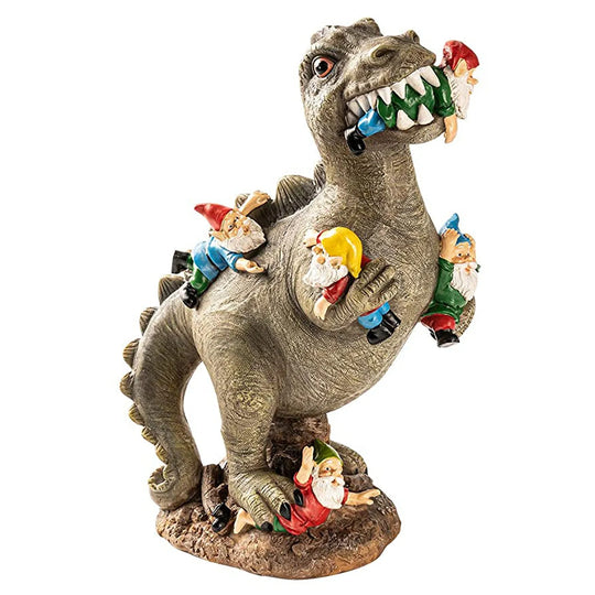 Mischievous Dinosaur Garden Eating Gnome Statue Resin Figurine Best Art Decor for Outdoor Home Waterproof Home Accessories