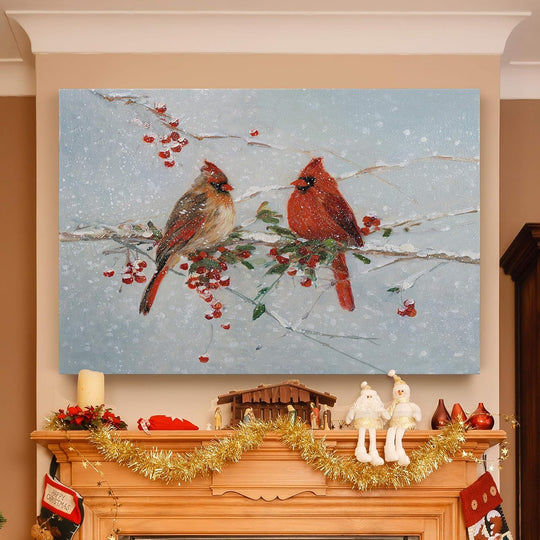 Wall Art Pictures & Prints Red Cardinals in Winter Birds Abstract Art Wall Hanging Canvas Prints for Bedroom Dining Living Room Office Home Kitchen Wall Decor - 18"X27" LT18