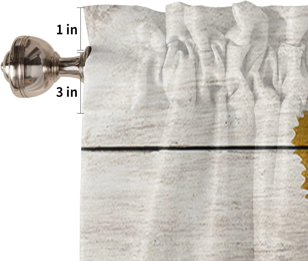 Sunflower Valances for Kitchen, Sunflower Cow Valances for Windows, Floral Kitchen Curtains Rod Pocket Bathroom Curtains Window, Kitchen Window Curtains over Sink, 54X18In Kitchen Valances for Windows