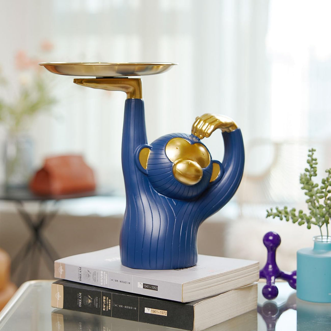 Candy Dish Cookie Jar Monkey Gifts Sculpture Modern Decor Statue Polyresin Figurine 9.8Inch