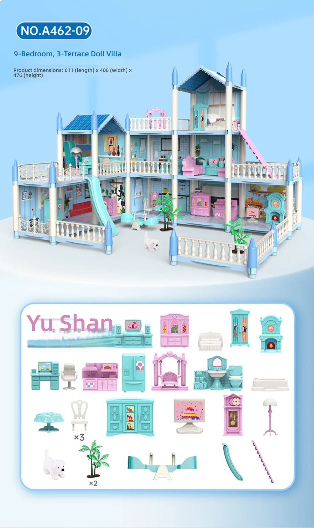 3D DIY Princess Castle Doll House Kit with LED Lights | Miniature Villa Model | Creative Birthday Gift Toy & Home Decoration