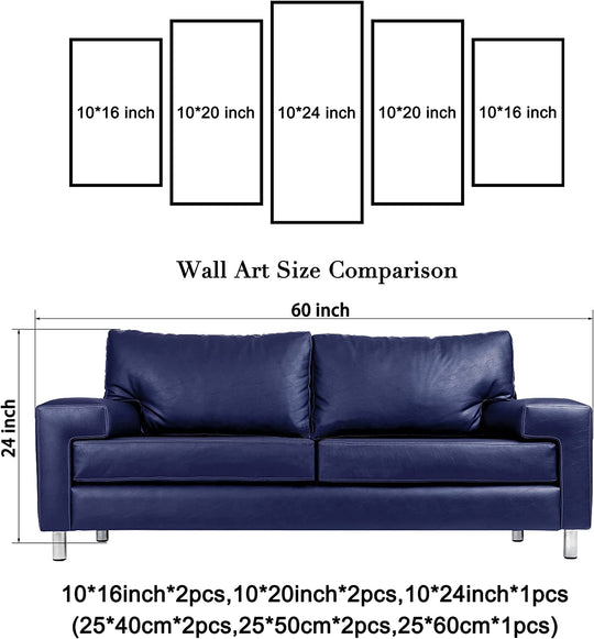 Elephant Canvas Prints Wall Art Animals Pictures to Photo Paintings Decor for Living Room Bedroom Home Decorations 5 Piece Modern Stretched and Framed Grace Grey Landscape Giclee Artwork