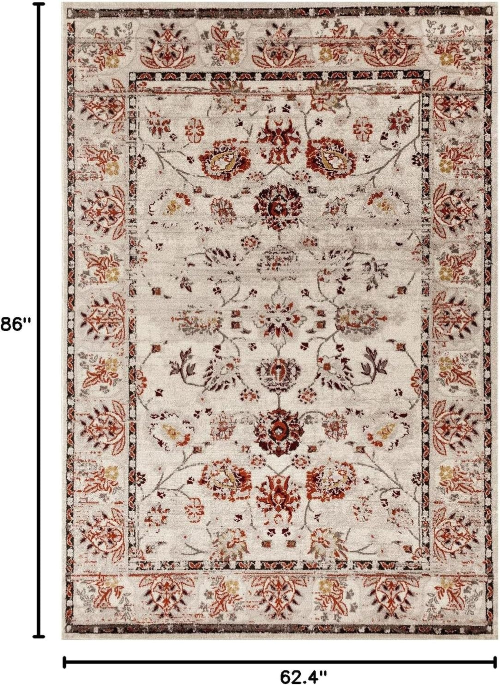 Cream 5 X 7 Vintage Floral Area Rug Carpet