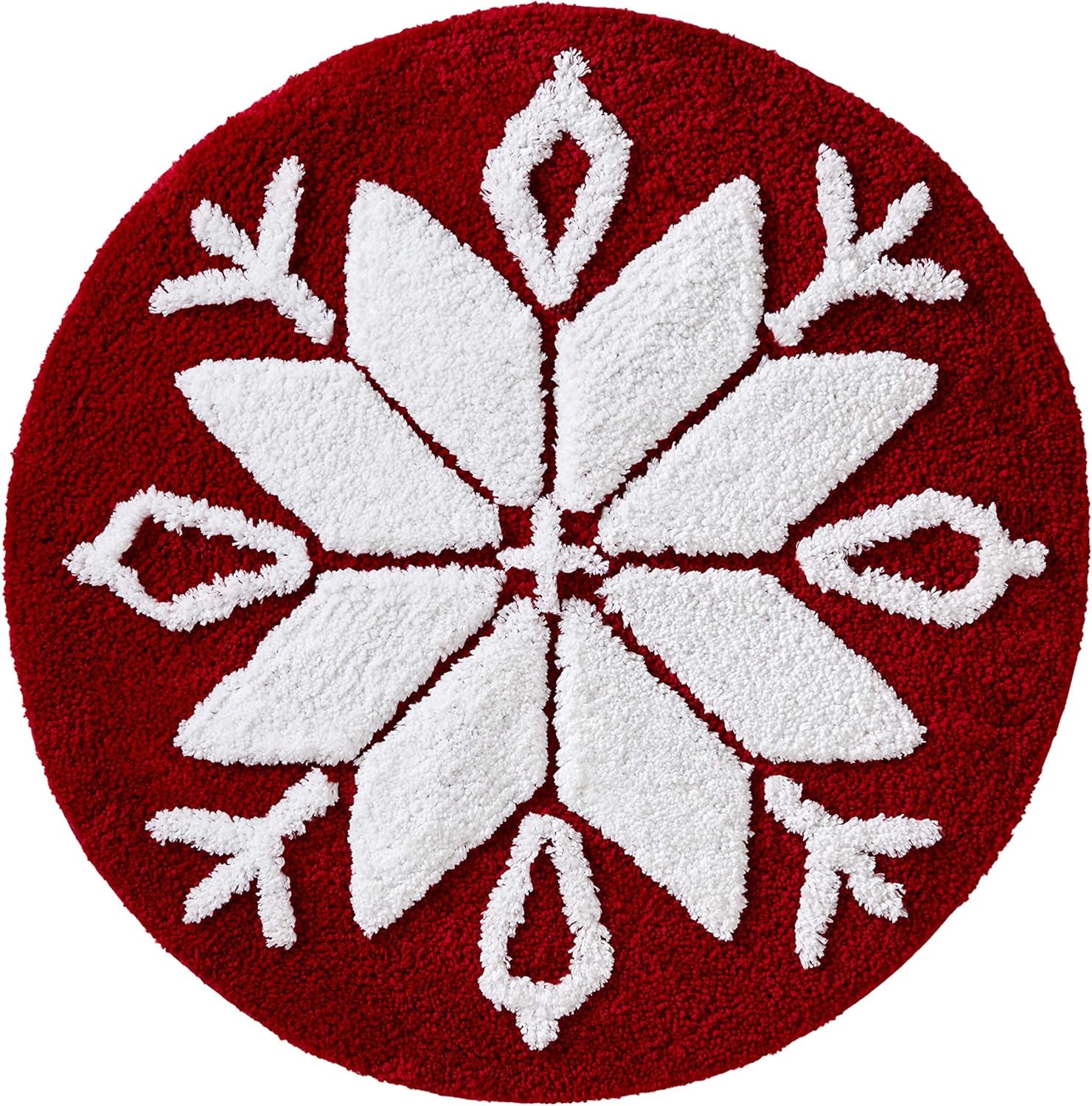 Christmas Snowflake Winter Rug for Bath/Kitchen & Gift, 25X25, Red