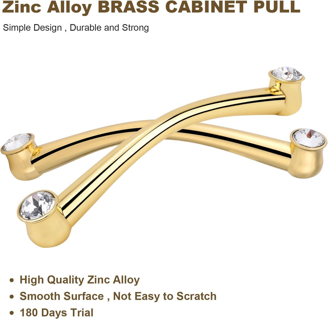 6 Pack Hole Center 7-1/2 Inch Kitchen Cupboard Handles Cabinet Pulls Brushed Brass Zinc Alloy Bar Cabinet Door Dresser Drawer Door Pulls