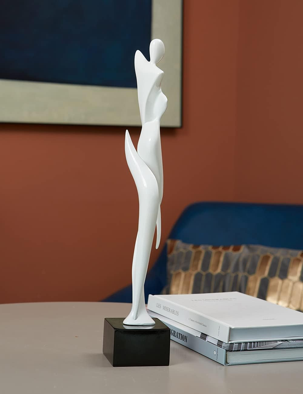 Yoga Sculpture Figurine Woman Statue Lady Gifts Modern Decor Polyresin White 16.5 Inch
