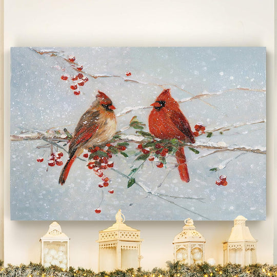 Wall Art Pictures & Prints Red Cardinals in Winter Birds Abstract Art Wall Hanging Canvas Prints for Bedroom Dining Living Room Office Home Kitchen Wall Decor - 18"X27" LT18