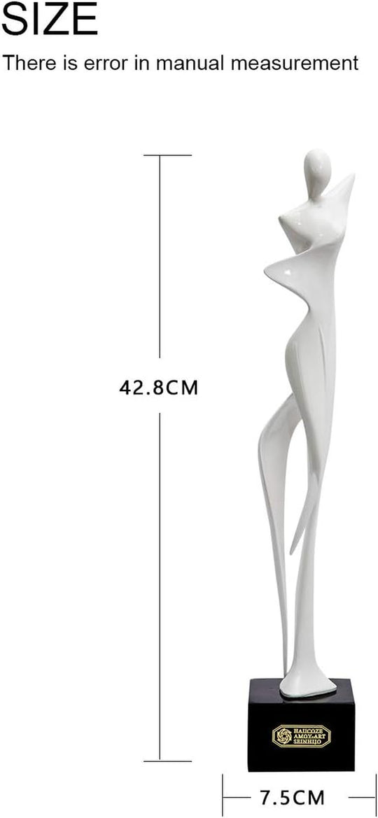 Yoga Sculpture Figurine Woman Statue Lady Gifts Modern Decor Polyresin White 16.5 Inch