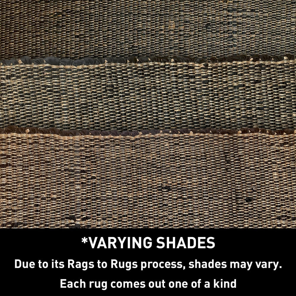 Jute and Rust Cotton Runner Rug – 2X5 Ft Handwoven Reversible Rug – Boho Farmhouse Hallway or Entryway Accent – Rustic Country Decor in Black and Natural Jute