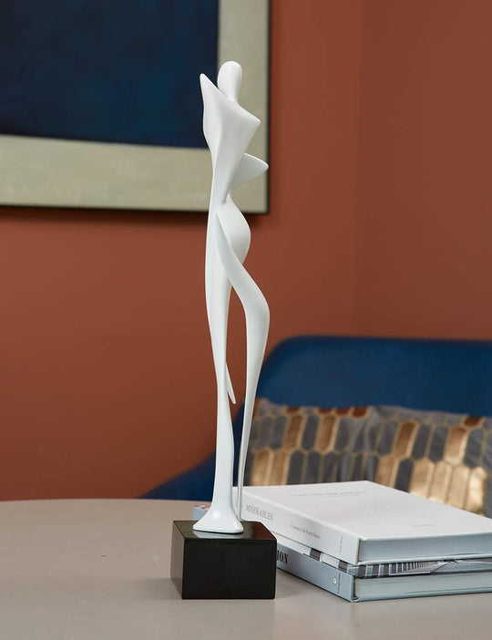 Yoga Sculpture Figurine Woman Statue Lady Gifts Modern Decor Polyresin White 16.5 Inch