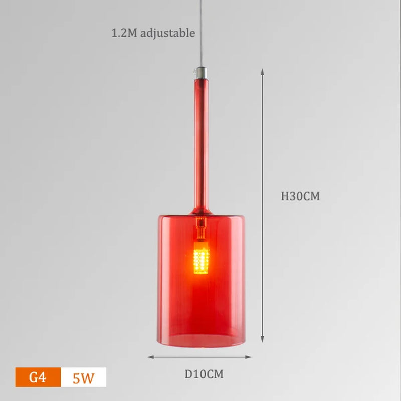 Nordic Colorful Glass Chandelier Lights Living Room Dining Table Kitchen Bedroom Fixtures Warm White LED Suspension Hanging Lamp