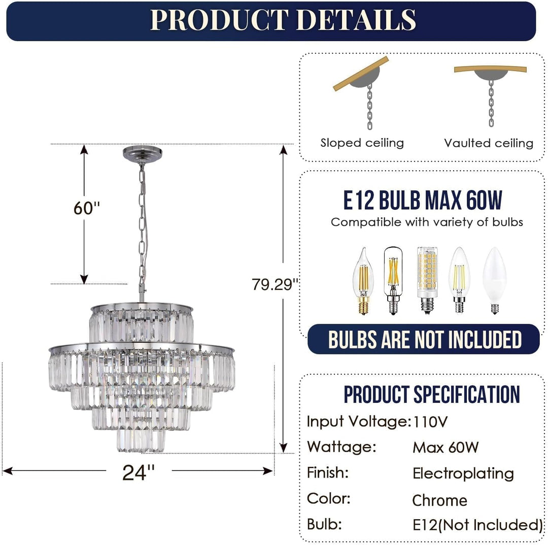 Modern Crystal Chandelier Ceiling Lights Luxury Chandeliers Hanging Raindrop Pendant Light Fixture for Dining Rooms Bedroom Entryway 13-Lights