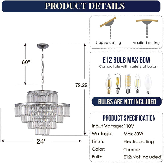 Modern Crystal Chandelier Ceiling Lights Luxury Chandeliers Hanging Raindrop Pendant Light Fixture for Dining Rooms Bedroom Entryway 13-Lights