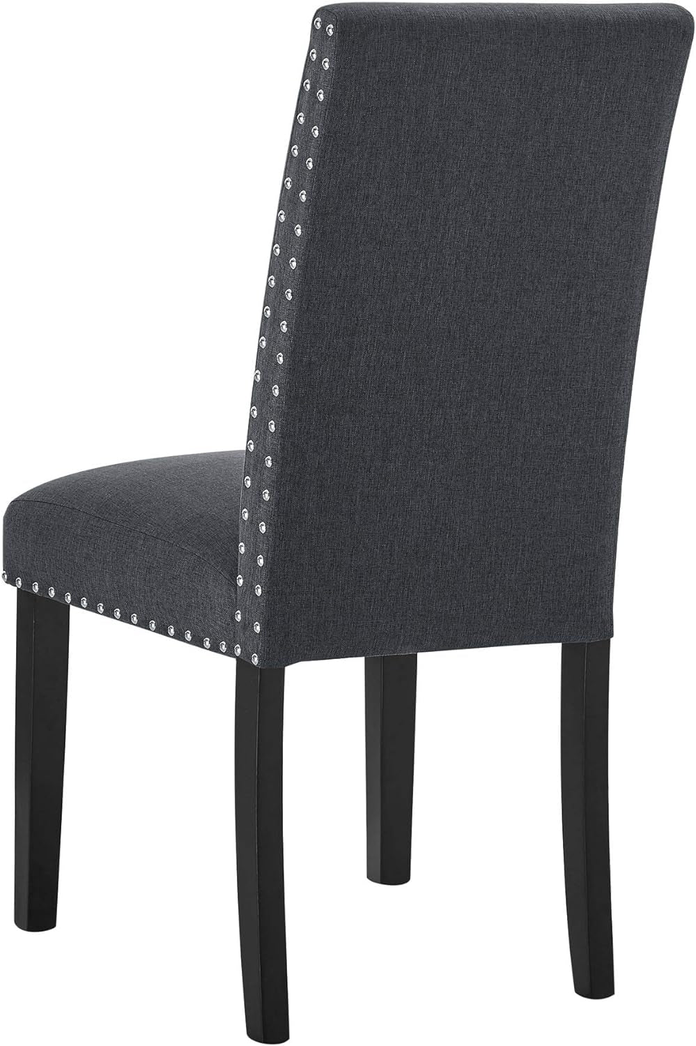 Fabric Dining Chairs Set of 2, Upholstered Dining Chairs with Nailhead Trim, Parsons Dining Chairs Kitchen Chairs High Back Dining Room Chairs Side Chairs for Kitchen Dining Room (2, Dark Grey)