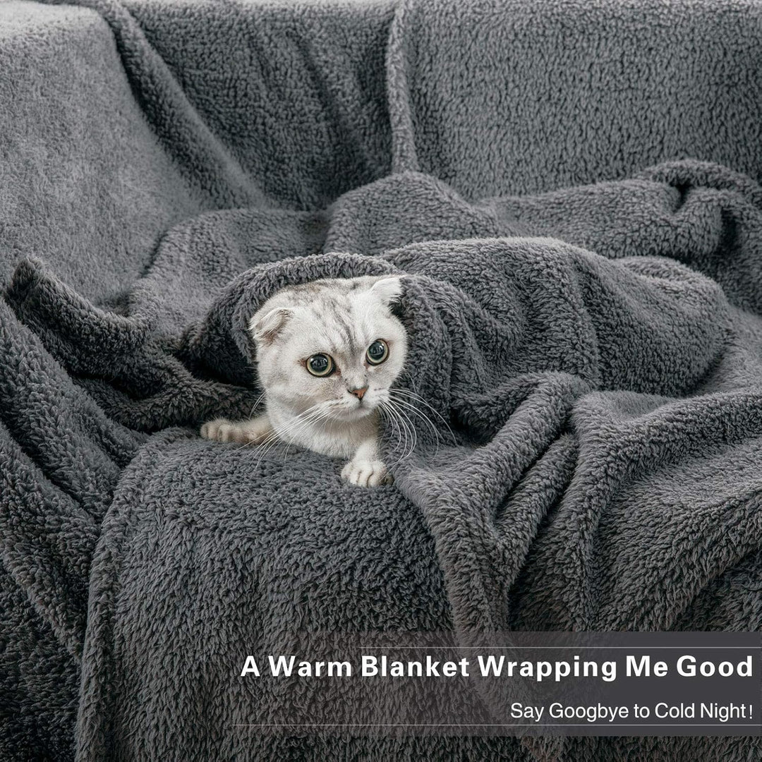 Soft Fleece Small Dog Blanket, Sherpa Fleece Throw Dog Blanket, Pet Throw Blanket Fluffy Reversible Washable for Dogs and Cats Size S(24 * 32"), Grey