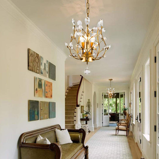 Crystal Chandeliers,K9 Crystal Pendant Light with 3-Light Chandelier Lighting Fixtures,Ceiling Light for Living Room Bedroom Restaurant Hallway (Gold)