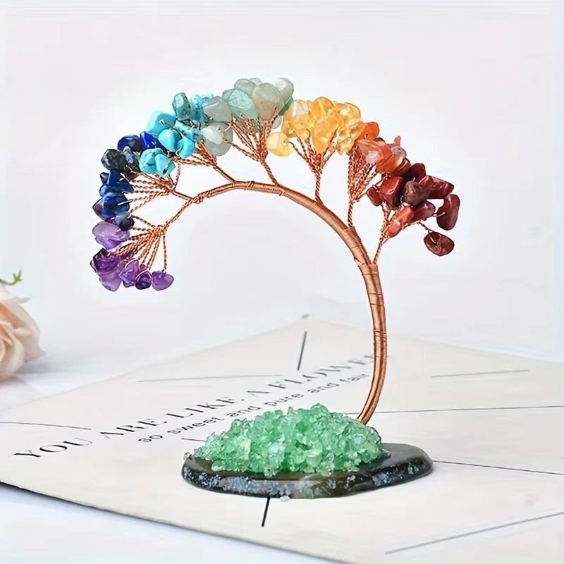 Natural Crystal Lucky Tree Ornaments, Healing Gemstone Ornament, Home Desktop Decoration Home Decor Home Accessories Decor
