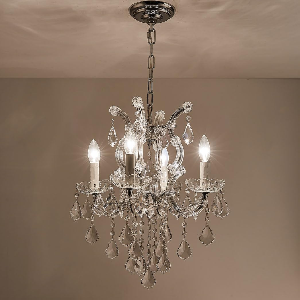 Modern Crystal Chandeliers for Dining Room - Small Crystals Chandelier Lights for Girls Bedroom, Dining Room, Hallway, Kitchen Island, Bathroom, Closet