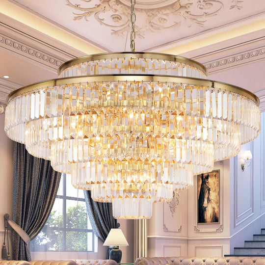Large Crystal Chandeliers Gold Chandelier Luxury Pendant Ceiling Lights Fixture Hanging Raindrop Pendant Light Fixture for Dining Room Bedroom Living Room, 39 Inch