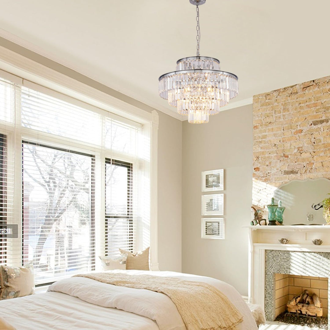 Modern Crystal Chandelier Ceiling Lights Luxury Chandeliers Hanging Raindrop Pendant Light Fixture for Dining Rooms Bedroom Entryway 13-Lights