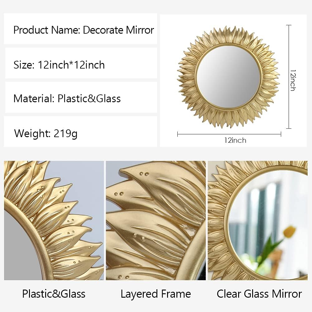 Small round Decor Wall Golden Mirrors Home Accessories for Bedroom, Living Room & Dinning Room