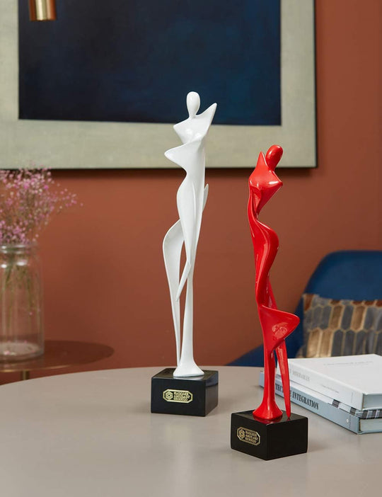 Yoga Sculpture Figurine Woman Statue Lady Gifts Modern Decor Polyresin White 16.5 Inch