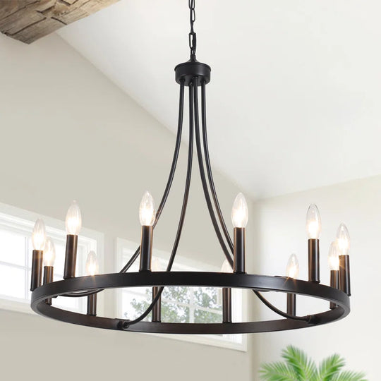 Hendon 20- Light Large Farmhouse Wagon Wheel Chandelier Candle Style Rustic round Lights Fixture for Kitchen Island Living Room Foyer Entryway