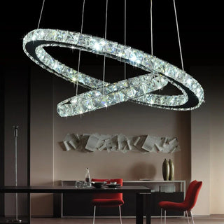 Modern LED K9 Crystal Chandelier Lights for Living Room Rings Crystal Chandelier Lighting Pendant Hanging Ceiling Fixtures