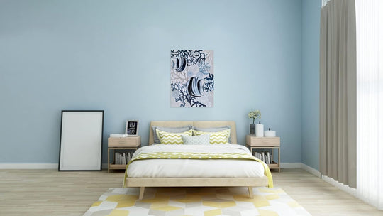 Fish Canvas Wall Art with Textured - Abstract Coastal Paintings - Modern Sea Life Pictures - Nautical Artwork for Living Room Bedroom Bathroom Decor