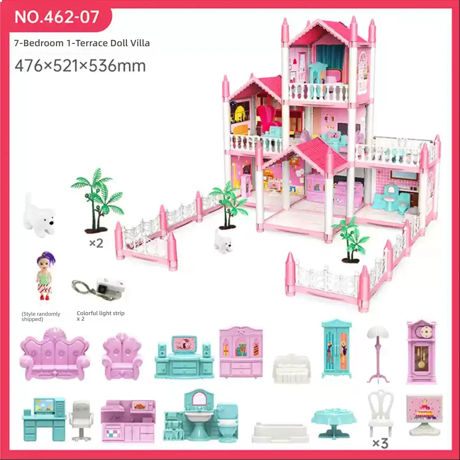 Children'S Music Doll House Assembly Villa House 3D DIY Dream Princess Castle Villa Assembly Doll House Set Toy Girl Family Toy