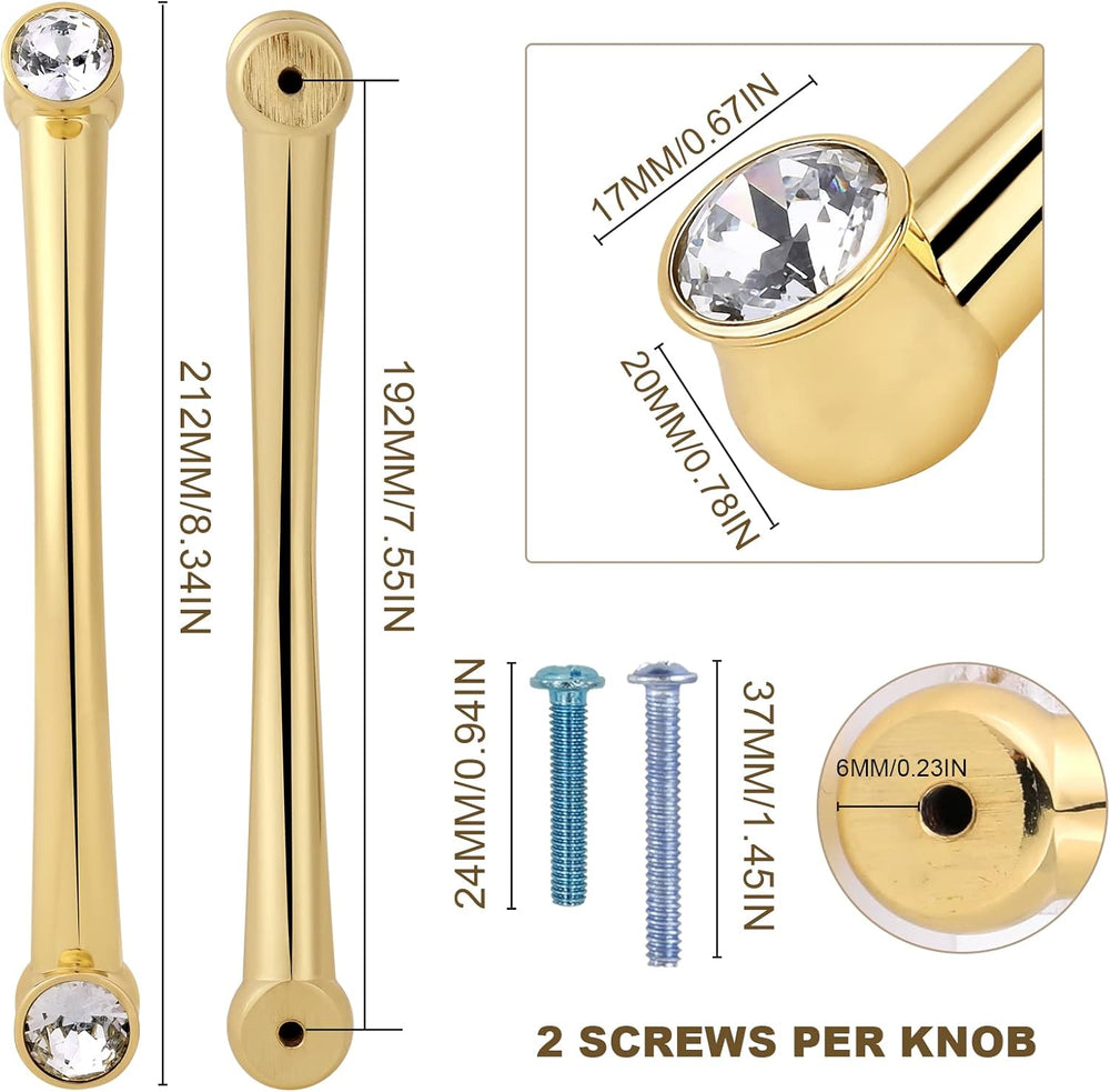 6 Pack Hole Center 7-1/2 Inch Kitchen Cupboard Handles Cabinet Pulls Brushed Brass Zinc Alloy Bar Cabinet Door Dresser Drawer Door Pulls