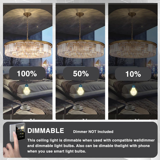 Large Crystal Chandelier Modern Luxury Pendant Ceiling Lights Fixture for Dining Living Room 18-Lights 3-Tier Raindrop Chandeliers Lighting (Copper, Dia 39 Inch)
