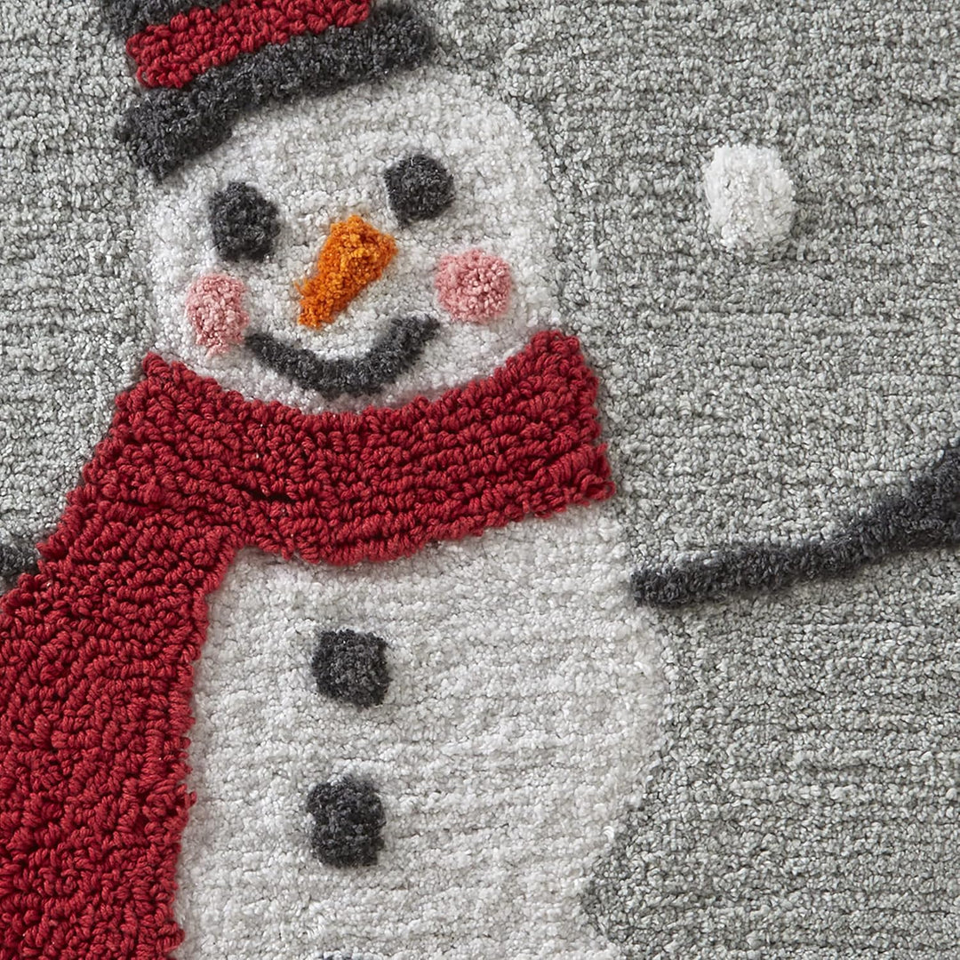 Christmas/Winter Whistler Snowman Rug for Bath/Kitchen & Gift, Gray