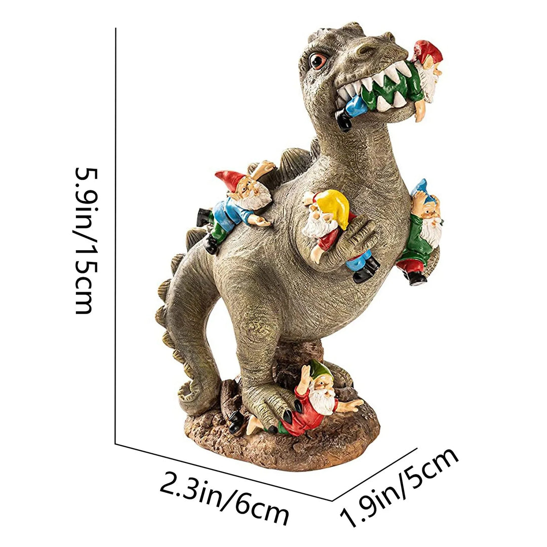 Mischievous Dinosaur Garden Eating Gnome Statue Resin Figurine Best Art Decor for Outdoor Home Waterproof Home Accessories