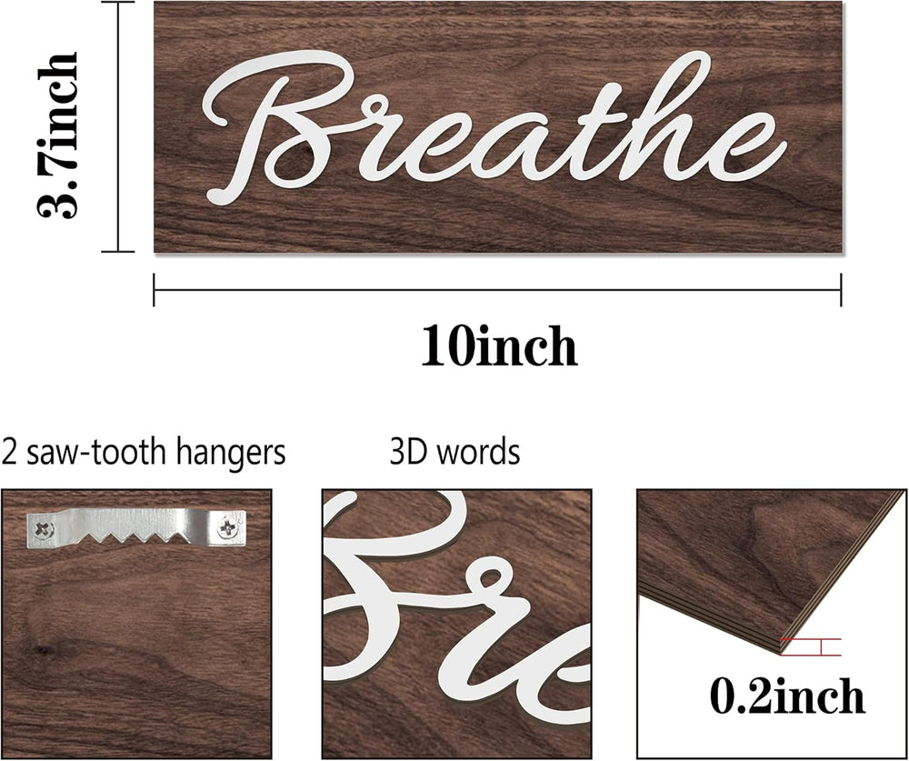 4 Pack Farmhouse Bathroom Wall Decors, Relax Soak Unwind Breathe Signs Funny Vintage Bathroom Wooden Wall Art Rustic Primitive Wooden Decorations for Home Laundry Room Bathroom, Brown Decor
