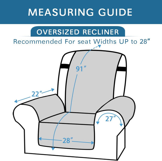 Thick Velvet Quilted Recliner Covers for Recliner Chair Covers Reclining Chair Slipcover Recliner Couch Cover with Non Slip Backing and Wider Elastic Strap (Oversaized Recliner, Taupe)