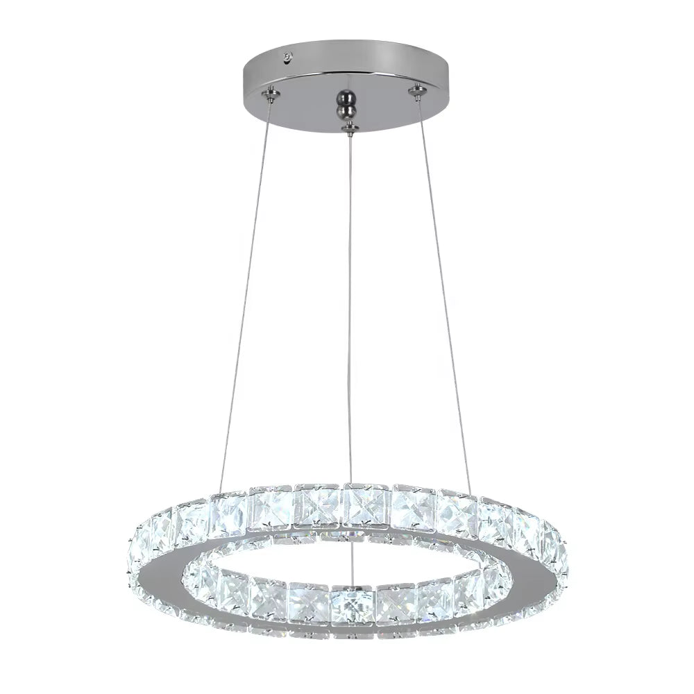 Modern round Stainless Steel 15W round Led Crystal Chandelier Lights for Living Room