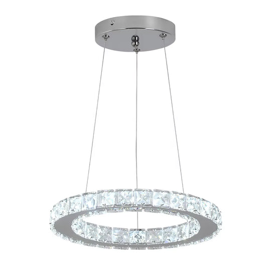 Modern round Stainless Steel 15W round Led Crystal Chandelier Lights for Living Room